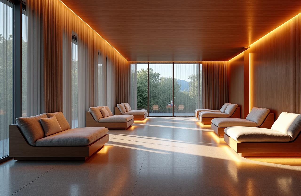 Luxuriöse Entspannungslounge im Aqua Aura Wellness Spa in Zürich